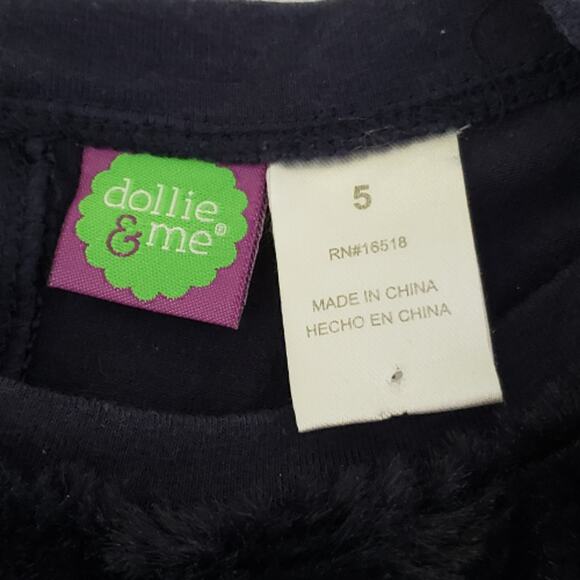 2 FOR $5 Sale Dollie & Me Faux Fur Navy Dress Size 5 - Picture 7 of 9